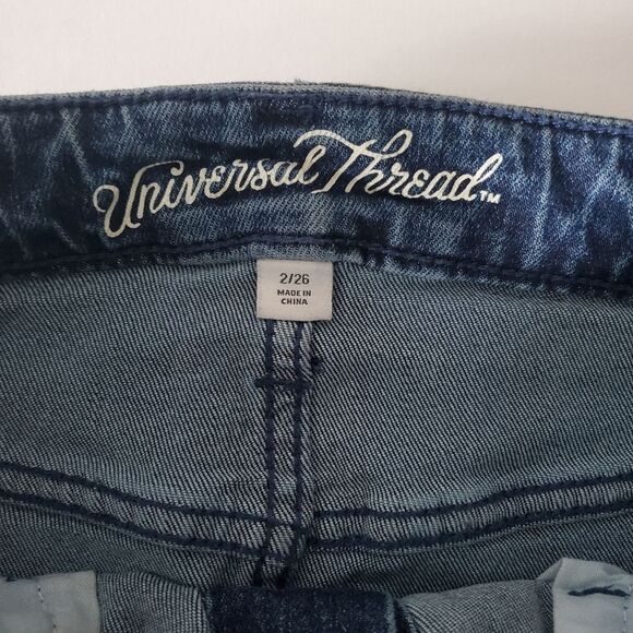 Universal Thread Women's Denim Skirt Size 2 Dark Wash Midi Jeans Pencil Skirt - Picture 2 of 6